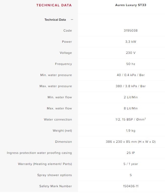 Ariston Aures Luxury ST33 Instant Water Heaters - Image 6