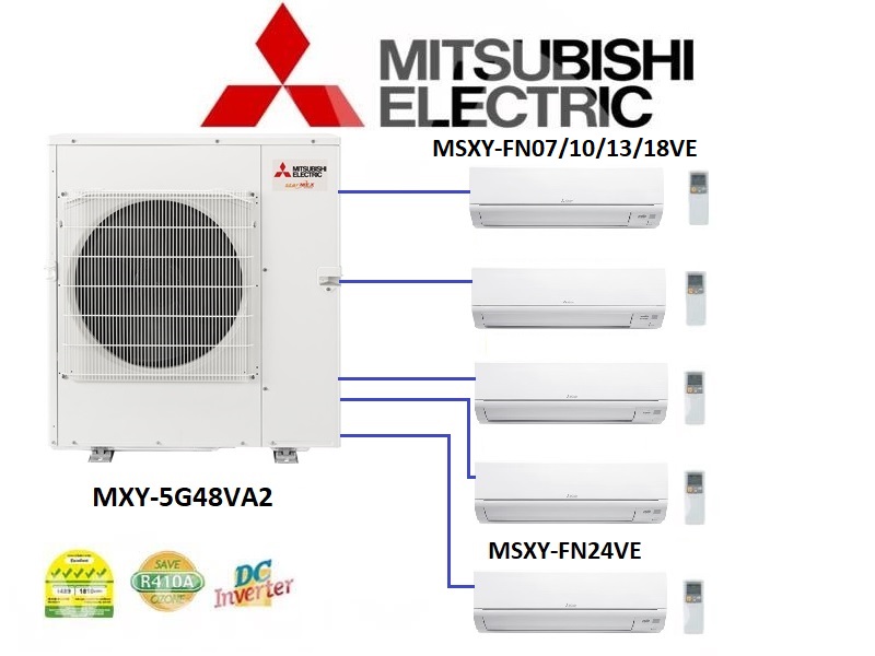 MITSUBISHI ELECTRIC STARMEX SYSTEM 5 INVERTER (5 TICKS)  MXY-5G48VA2 + (4x MSXY-FN10VE + MSXY-FN24VE)