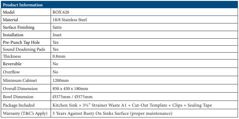 Rubine Stainless Steel SINK ROX 620 - Image 7