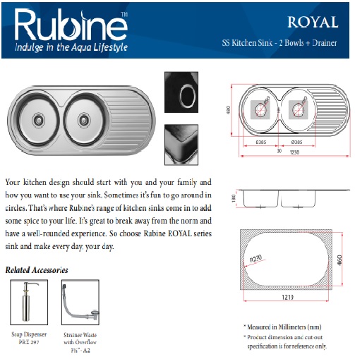 Rubine Stainless Steel SINK  ROX 621