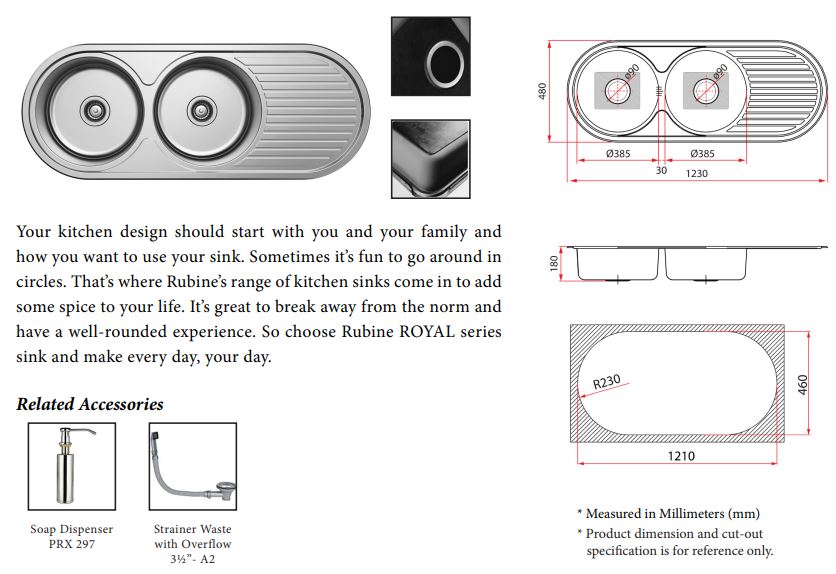Rubine Stainless Steel SINK  ROX 621 - Image 3