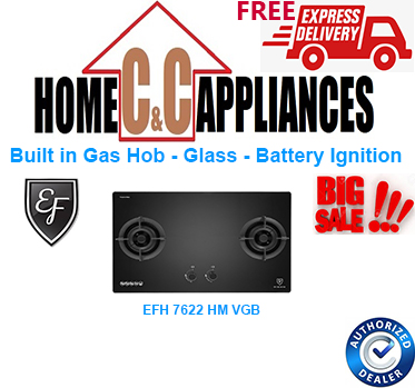 EF EFH 7622 HM VGB Built in Gas Hob|Glass-Battery Ignition|