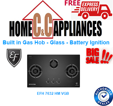 EF EFH 7632 HM VGB Built in Gas Hob|Glass -Battery Ignition|