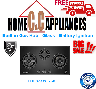 EF EFH 7635 WT VGB Built in Gas Hob | Glass - Battery Ignition |