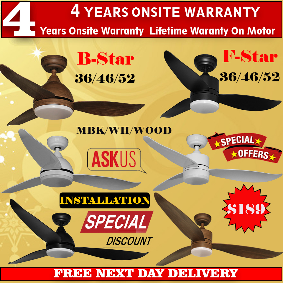 FANCO Ceiling fan | B-STAR SERIES 36/46/52 | Cheapest DC Fans | Includes Remote Control 3-Tone LED Light|