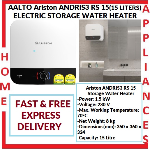 Ariston ANDRIS 2 RS 15 Storage Water Heater ( 15 Liters ) / FREE Express Delivery