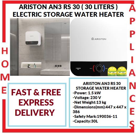 Ariston ANDRIS 3 RS 30 Storage Water Heater 30L ( 30 Liters ) / FREE Express Delivery