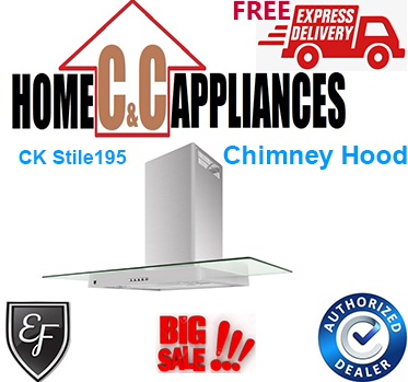 EF CK Stile195 Chimney Hood | Tempered Glass | Air-Flow: 1200m3/hr | FREE DELIVERY |