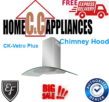 EF CK-Vetro Plus Chimney Hood | Dual Charcoal Filters | Air-Flow: 1200m3/hr | FREE DELIVERY |