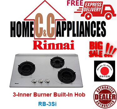 RINNAI RB-3Si 3 Inner Burner Built-In Hob | Stainless Steel Top Plate | FREE DELIVERY |
