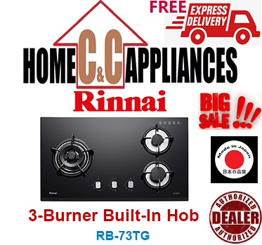 RINNAI RB-73TG 3 Burner Built-In Hob | Schott Glass (Black) Top Plate| FREE DELIVERY |