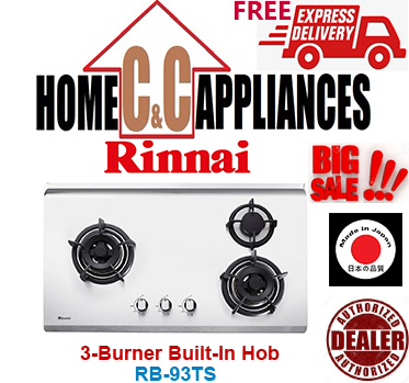 RINNAI RB-93TS 3 Burner Built-In Hob | Stainless Steel Top Plate | FREE DELIVERY |