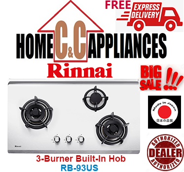 RINNAI RB-93US 3 Burner Built-In Hob | Stainless Steel Top Plate | FREE DELIVERY |