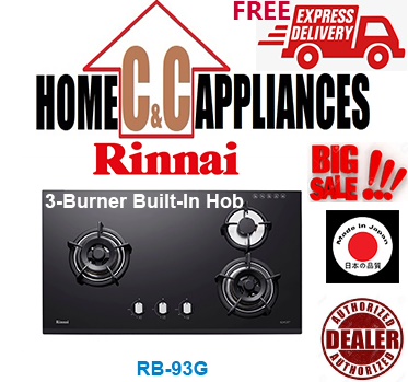 RINNAI RB-93TG 3 Burner Built-In Hob | Schott Glass (black) Top Plate | FREE DELIVERY |