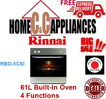 RINNAI RBO-5CSI 61 L Built-In Oven 4 Functions | Finger Print Proof | Free Delivery |