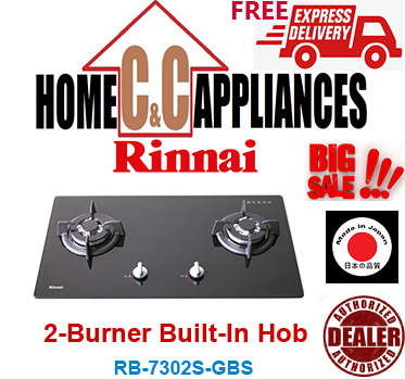 RINNAI RB-7302S-GBS 2 Burner Built-In Hob | Black Tempered Glass | FREE DELIVERY |
