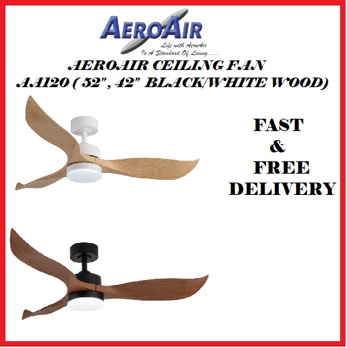 Aeroair AA120 52″ Black/White Wood DC Motor Ceiling Fan 3 Blades With 3 Tone LED
