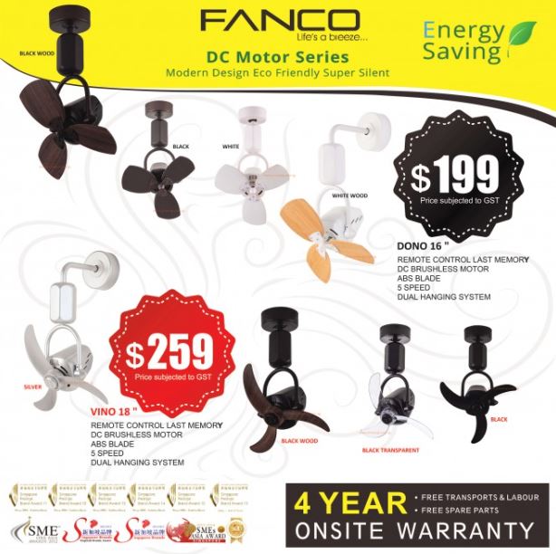 FANCO Dono 16" Corner Fan: Ceiling & Wall Mounting Options with Remote