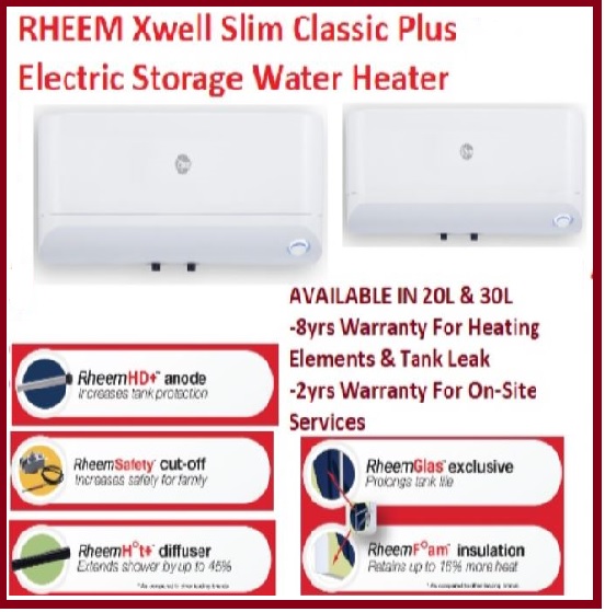 RHEEM XS-30 Xwell SlimClassic Plus Electric Storage Water Heater