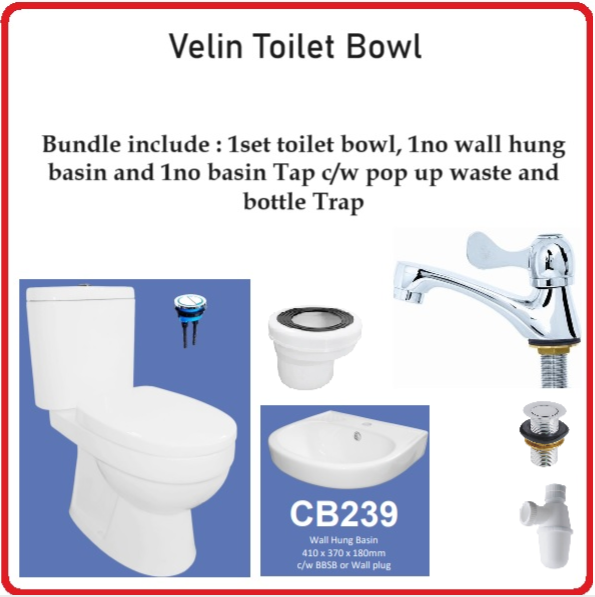 Velin 139 2-Piece Toilet Bowl Bundle / Cheapest Toilet Bowl / Free Express Delivery