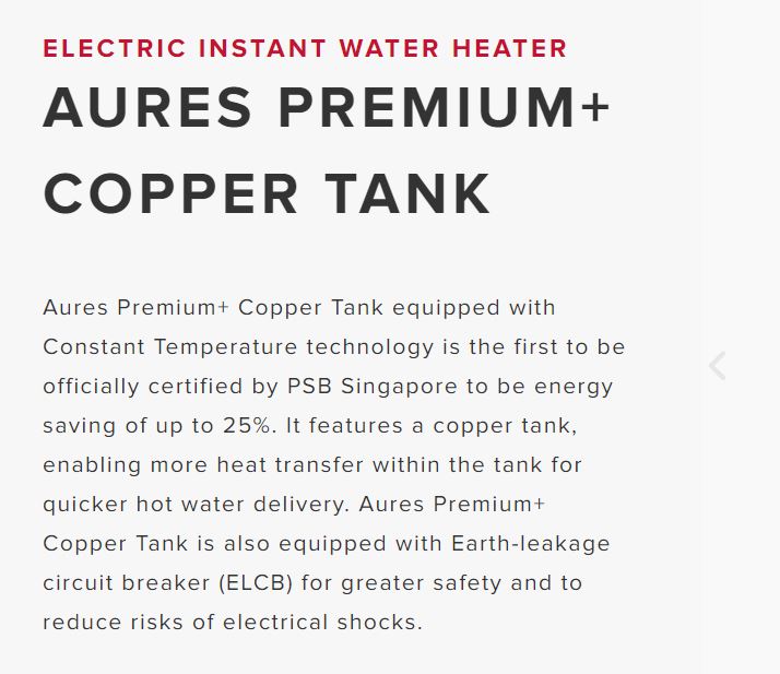 Ariston AURES PREMIUM + COPPER TANK INSTANT WATER HEATER  WITH HAND SHOWER - Image 6