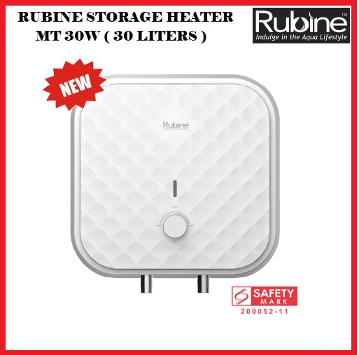 Rubine MT 30W STORAGE WATER HEATER  30 LITERS Water Heater + Pressure Relief Valve + Mounting Hardware + Flexible Hose