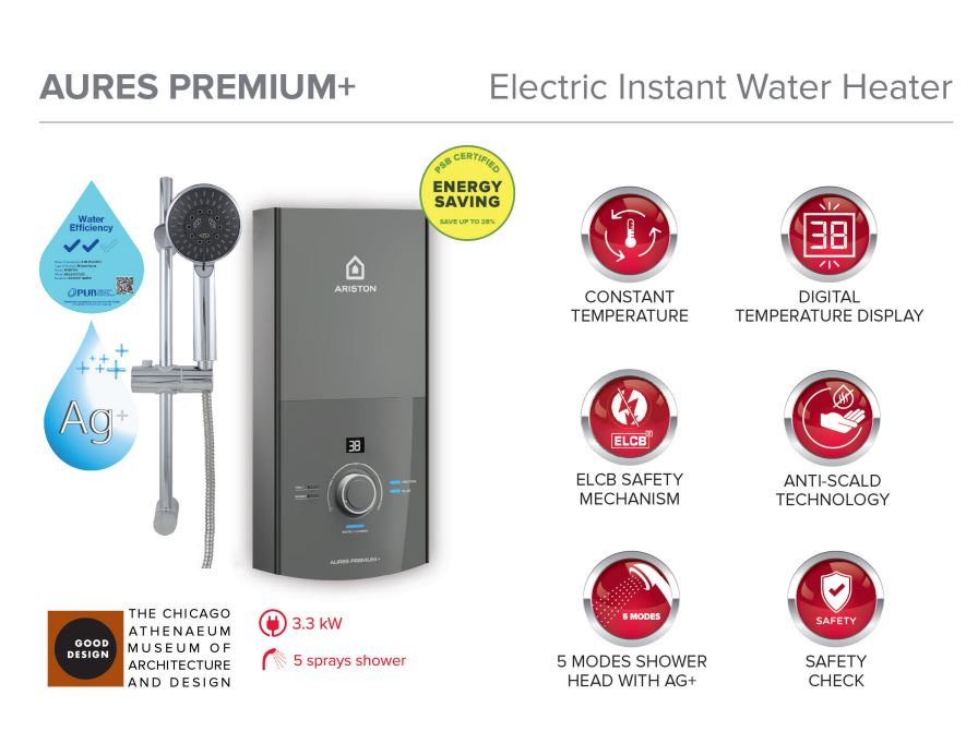 Ariston AURES PREMIUM + INSTANT WATER HEATER  WITH HAND SHOWER - Image 5