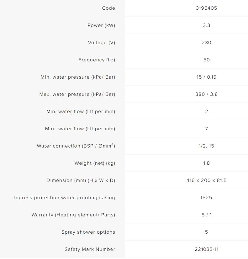 Ariston AURES TOP INSTANT WATER HEATER WITH HAND SHOWER - Image 8