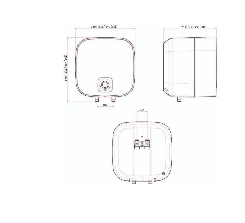 Rubine RA 30B / RA 30W STORAGE WATER HEATER 30 LITERS With Dielectric connector + Pressure Relief Valve + Mounting Hardware / FREE EXPRESS DELIVERY - Image 8