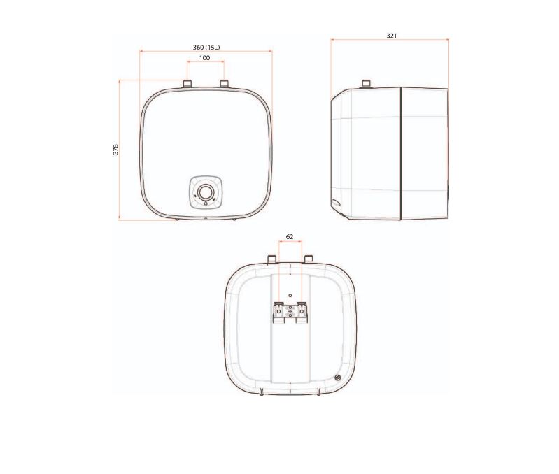 Rubine RA 15U STORAGE WATER HEATER 15LITERS With Dielectric connector + Pressure Relief Valve + Mounting Hardware / FREE EXPRESS DELIVERY - Image 3