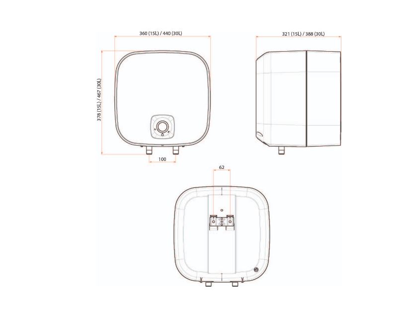 Rubine RA 30B / RA 30W STORAGE WATER HEATER 30 LITERS With Dielectric connector + Pressure Relief Valve + Mounting Hardware / FREE EXPRESS DELIVERY - Image 4