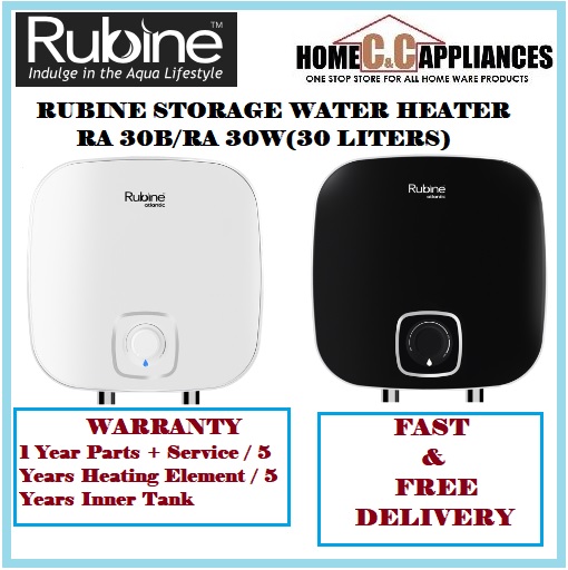 Rubine RA 30B / RA 30W STORAGE WATER HEATER 30 LITERS With Dielectric connector + Pressure Relief Valve + Mounting Hardware / FREE EXPRESS DELIVERY