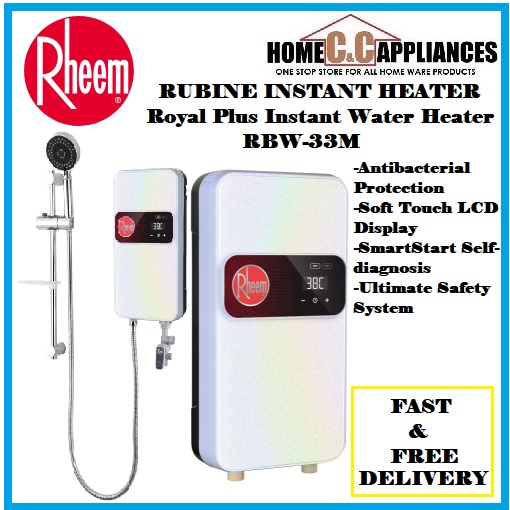 Rheem RBW 33M INSTANT WATER HEATER With Antibacterial Protection, Soft Touch LCD Display and SmartStart Self-diagnosis / FREE EXPRESS DELIVERY