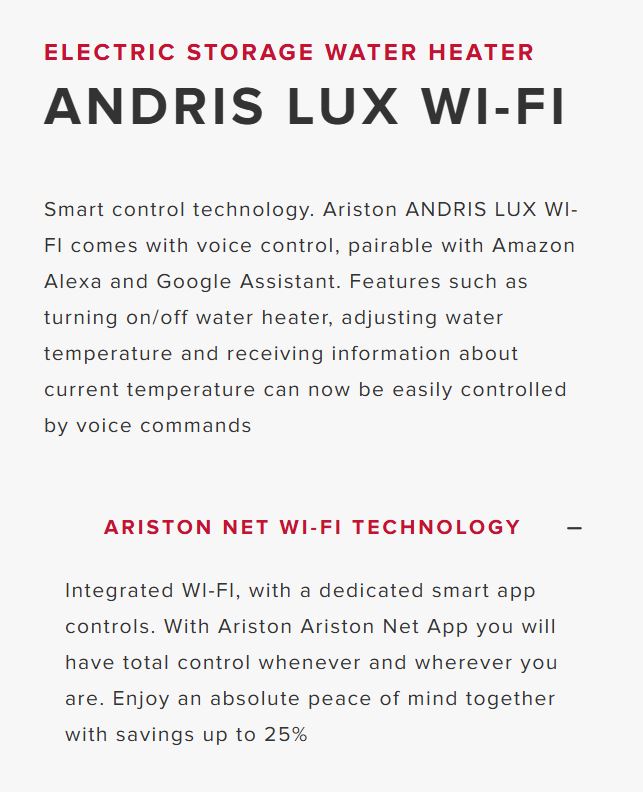 ARISTON Andris LUX 15 WiFi Electric Storage Water Heater / Free Express Delivery - Image 7