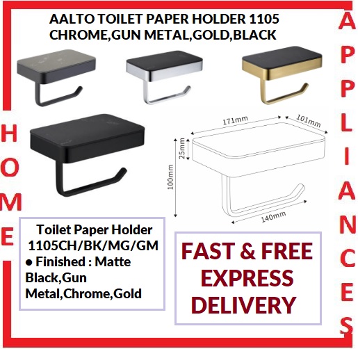 AALTO TOILET PAPER HOLDER 1105B(BLACK),1105CH(CHROME),1105GM(GUN METAL),1105MG(MATT GOLD) / FREE EXPRESS DELIVERY