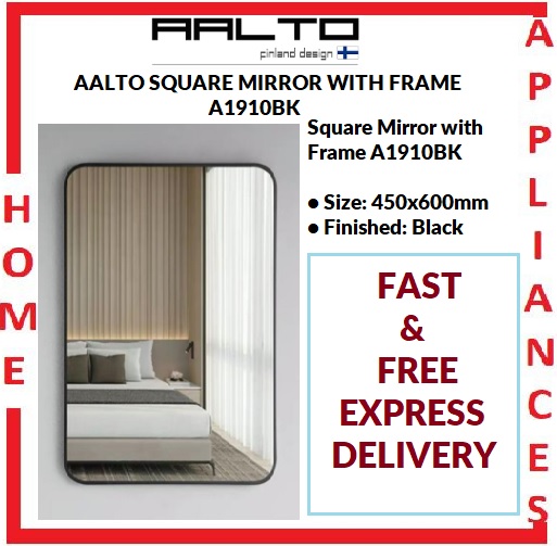 AALTO SQUARE MIRROR WITH FRAME A1910BK / FREE EXPRESS DELIVERY