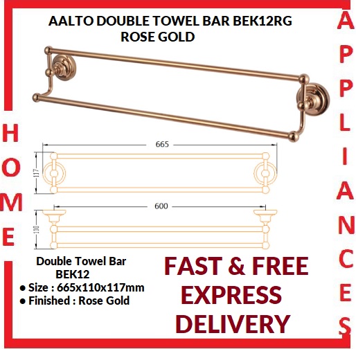 AALTO DOUBLE TOWEL BAR BEK12RG ( ROSE GOLD ) / FREE EXPRESS DELIVERY