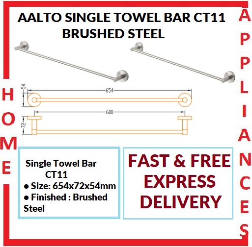 AALTO SINGLE TOWEL BAR CT11 ( BRUSHED STEEL ) / FREE EXPRESS DELIVERY