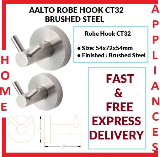 AALTO ROBE HOOK CT32 ( BRUSHED STEEL ) / FREE EXPRESS DELIVERY