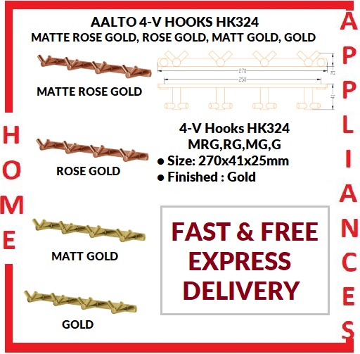 AALTO 4-V HOOKS HK324 (MATTE ROSE GOLD, ROSE GOLD , MATT GOLG , GOLD ) / FREE EXPRESS DELIVERY