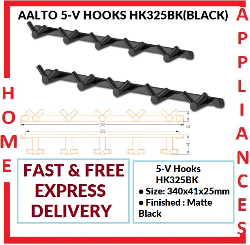 AALTO 5-V HOOKS HK325BK ( BLACK ) / FREE EXPRESS DELIVERY