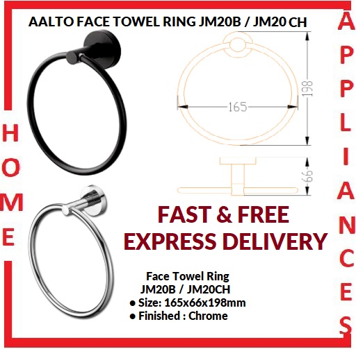 AALTO FACE TOWEL RING JM20B (BLACK) / JM20CH (CHROME) / FREE EXPRESS DELIVERY