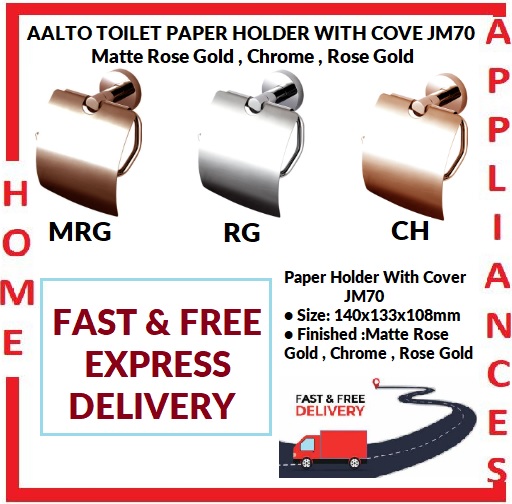 AALTO TOILET PAPER HOLDER WITH COVER JM70 ( MATTE ROSE GOLD , CHROME , ROSE GOLD ) / FREE EXPRESS DELIVERY
