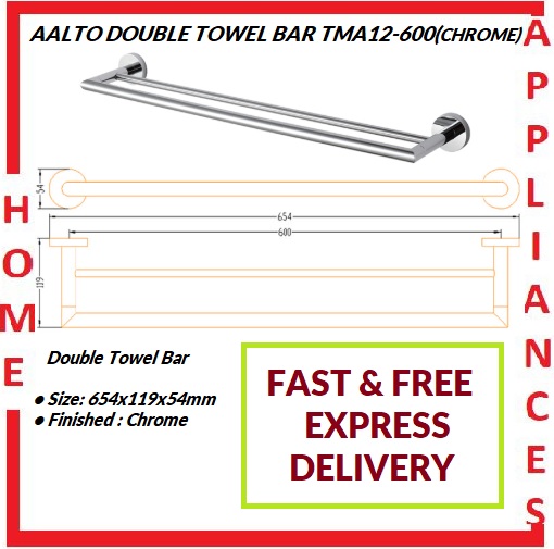 AALTO DOUBLE TOWEL BAR TMA12-600 (CHROME) / FREE EXPRESS DELIVERY