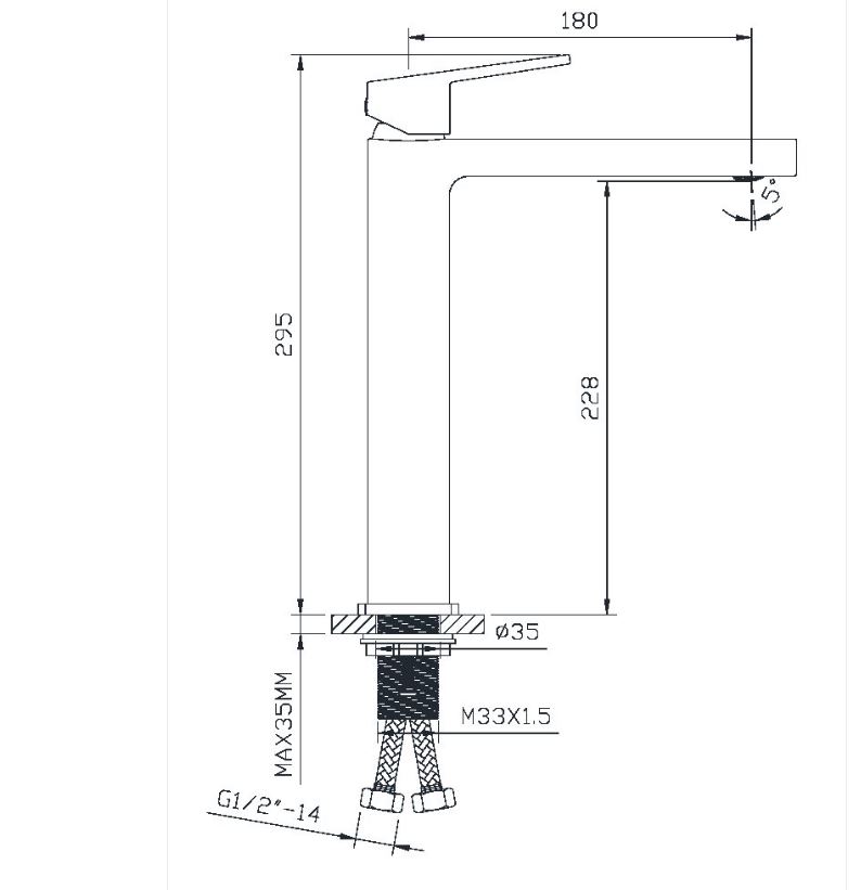 AALTO TALL BASIN MIXER 1221 CH ( CHROME ) / FREE EXPRESS DELIVERY - Image 3
