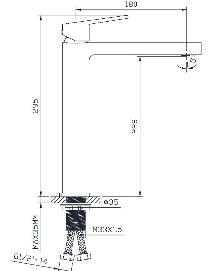 AALTO TALL BASIN MIXER 1221BN ( BLACK NICKEL ) / FREE EXPRESS DELIVERY - Image 3