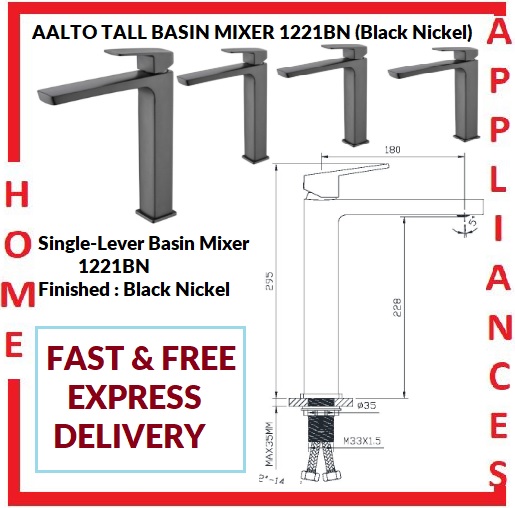 AALTO TALL BASIN MIXER 1221BN ( BLACK NICKEL ) / FREE EXPRESS DELIVERY