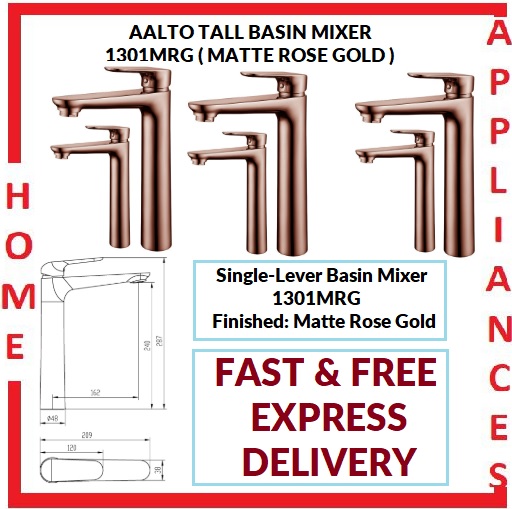 AALTO TALL BASIN MIXER 1301MRG ( MATTE ROSE GOLD ) / FREE EXPRESS DELIVERY