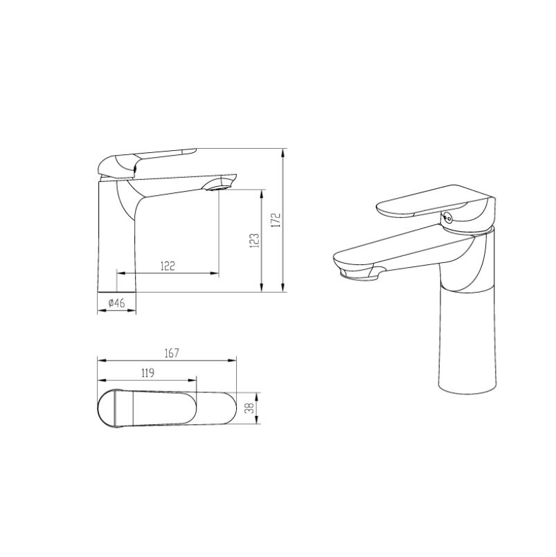 AALTO BASIN MIXER 1302GM ( GUN METAL ) / FREE EXPRESS DELIVERY - Image 3