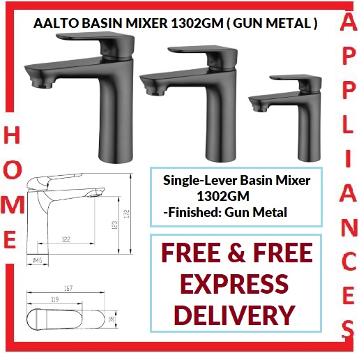 AALTO BASIN MIXER 1302GM ( GUN METAL ) / FREE EXPRESS DELIVERY